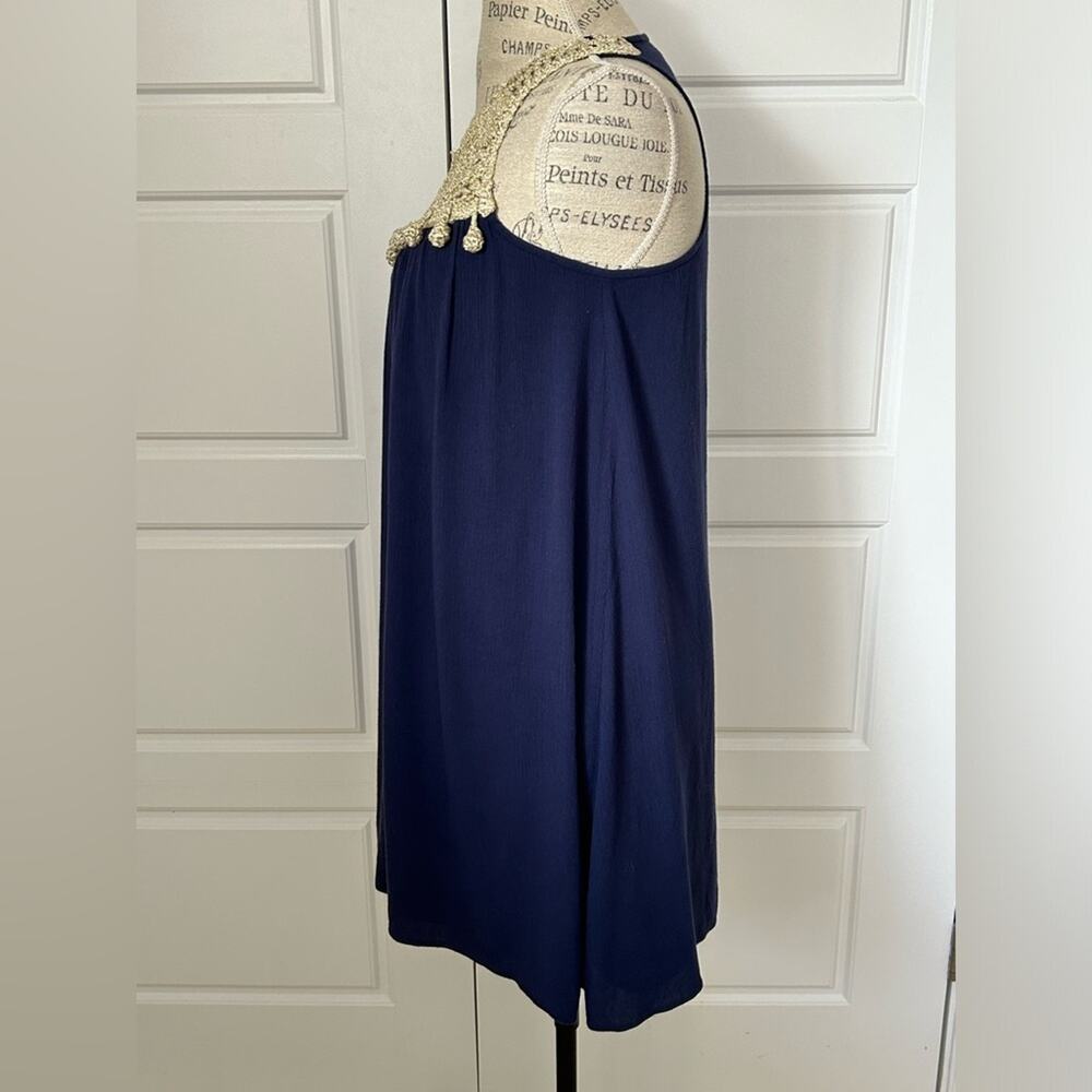 Lilly Pulitzer navy blue gold crochet rachelle mini dress high neck size small - Picture 5 of 10